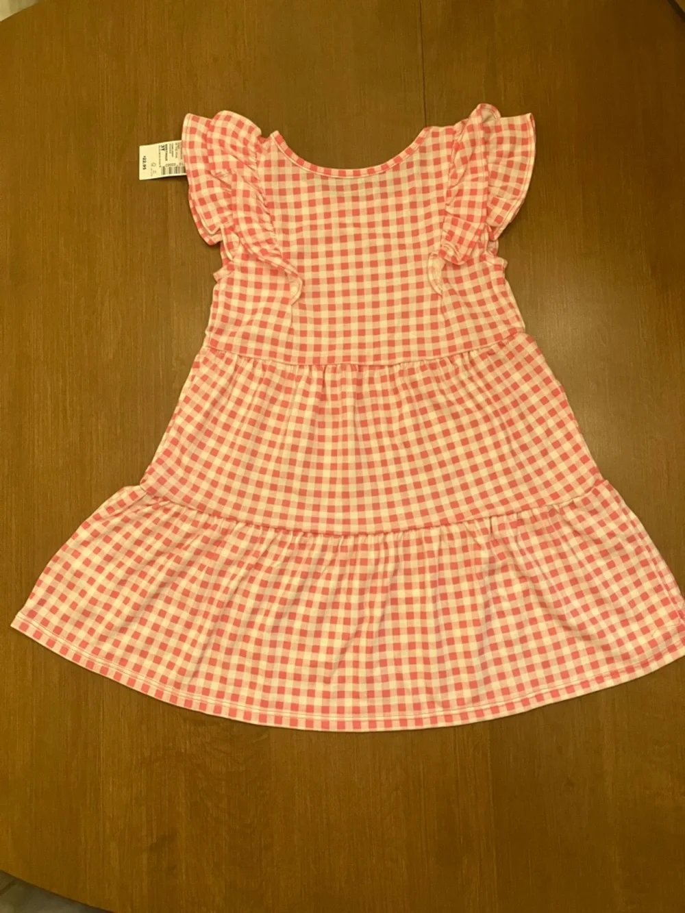3T Pink Gingham Ruffle-Sleeve Tiered Dress - Picture 2 of 5